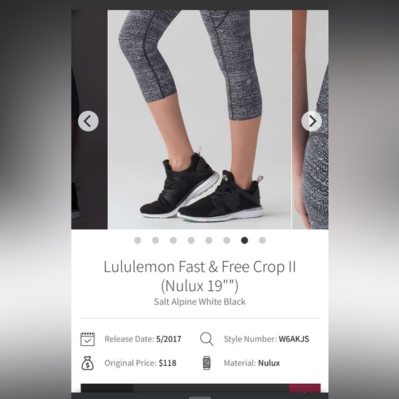Lululemon- 25” Fast & Free Crop II High-Rise- Dark Grey & Black- Size 10 - Picture 14 of 16